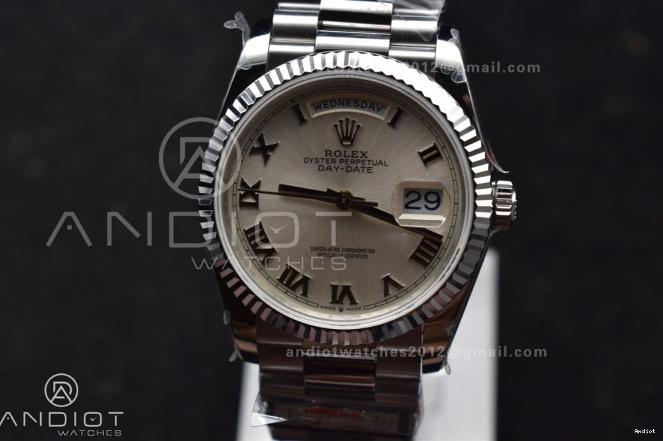 White Edition QF (Gain Stick DayDate Weight) 36 Roman President Bracelet SS V5 on 904L vr3255 Best Steel Dial 1122